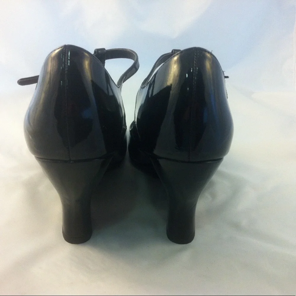 Franco Sarto Black Patent Sadie Wedge Pump